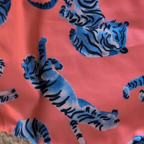 Tea Pink With Blue Tiger One Piece Swimsuit Size 2T - Picture 6 of 8